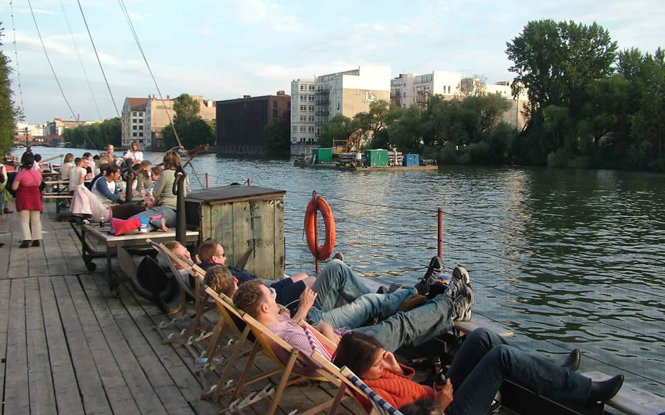 Berlin - Deckchairs on the river Spree